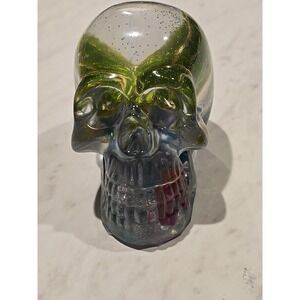 Resin Skull Clear with  Butterfly Inside Handmade Size is 4" tall. 748
